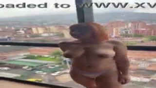 The redhead Latina babe with the giant tits was sucking off my cock like it was her first time