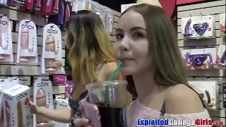 Lengthy legged brunette sex doll masturbates on table