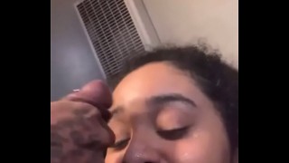 Searing college girl guzzles huge shaft prior to taking it in her rectum