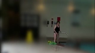 Taking a deep breath, I peeled off the bathing suit top that she was wearing and exposed her massive, flabby tits