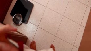 The horny cleaning lady got on her knees and licked up the cum-covered cock, making sure to suck all of that sweet jizz out of the shaft