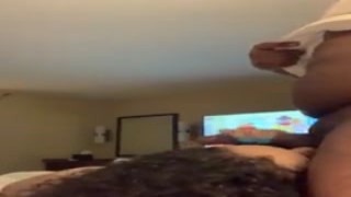 I was drilling my cock into that thots throat, her lips stretched tight around me as she gagged and choked