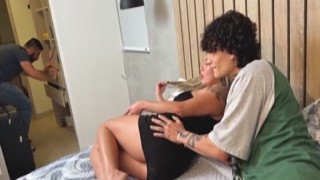 This horny stepmom was so fucking shameless that she fucked her stepson right under her husbands fucking nose! She was riding his big cock hard, moaning loudly, and slapping her ass against him as she rode