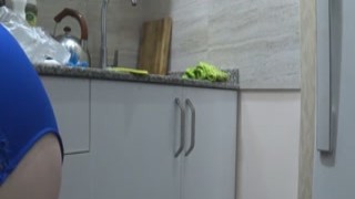 The hidden camera captured the sexy housewife as she stripped down to her sexy lingerie, showing off her huge tits and round ass