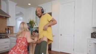 Busty MILF Rachael Cavalli loves riding stepdaughter Maya Farrells boyfriends dick