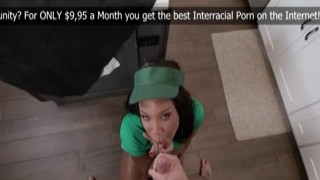 Ebony almost caught fucking by colleague