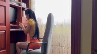 Stephens cock slid out of his stepmoms pussy slowly, filling her up before pulling out completely