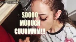 She took both nuts into her warm, wet mouth at once and began to suck them down her throat