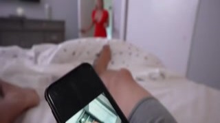 Stepson fingers and fucks mature stepmom