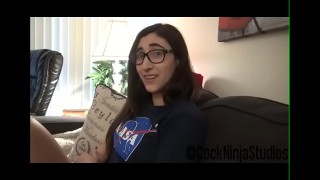 Sophisticated chick with good round butt provides her lover a wonderful blowjob