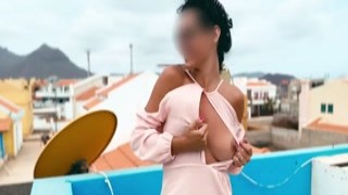 Beverlyciousxxx - Exhibitionist Wife - Risky Tits & Ass Flashing - Fingering on the Roof