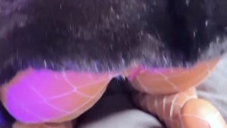 Alisa Lovely - Brunette in Furs and Pantyhose Masturbates Pussy with Vibrator to Squirting and Female Ejaculation