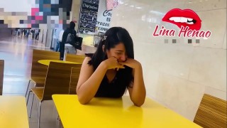 exhibitionism - my friend makes my toy vibrate in a shopping center until she manages to make me squirt