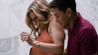 Soaking wet stepmom fucks with her stepson