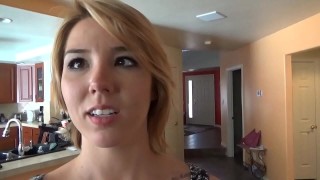 Small teen in white socks Anita Bellini trips dick and gives a remarkable footjob