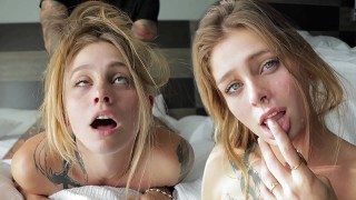 Bisexual blonde Cassidy Banks gives a cunnilingus to plump girlfriend