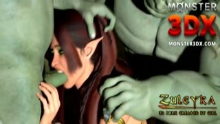 The cruel goblin grabbed the helpless elf princess by her slender, toned waist and dragged her towards his filthy lair