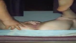 The sexy gamer chick sat down on the couch with her game controller in one hand and her stepdaddys cock in the other