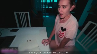 Outrageous blonde teen Hailey seduces her coed woman