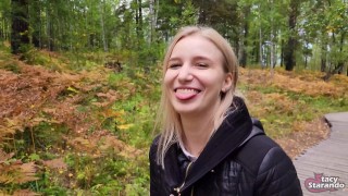 walking with my stepsister in the forest park. sex blog live video. - pov