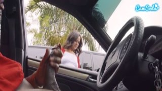 The horny teen girl pulled out her phone and started recording as she jerked my big black cock with both hands