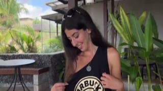 Amy was at Starbucks, taking a big sip of her mocha frappuccino when she noticed her coworker Jared standing behind her