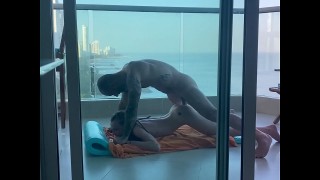 Lissom booty red haired nympho in heels takes a red vibrator to tease her cunt
