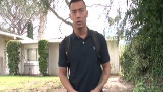 College guy satisfying big tits cougar