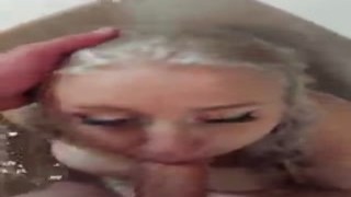 She slowly licked her lips before diving down on my big, hard cock